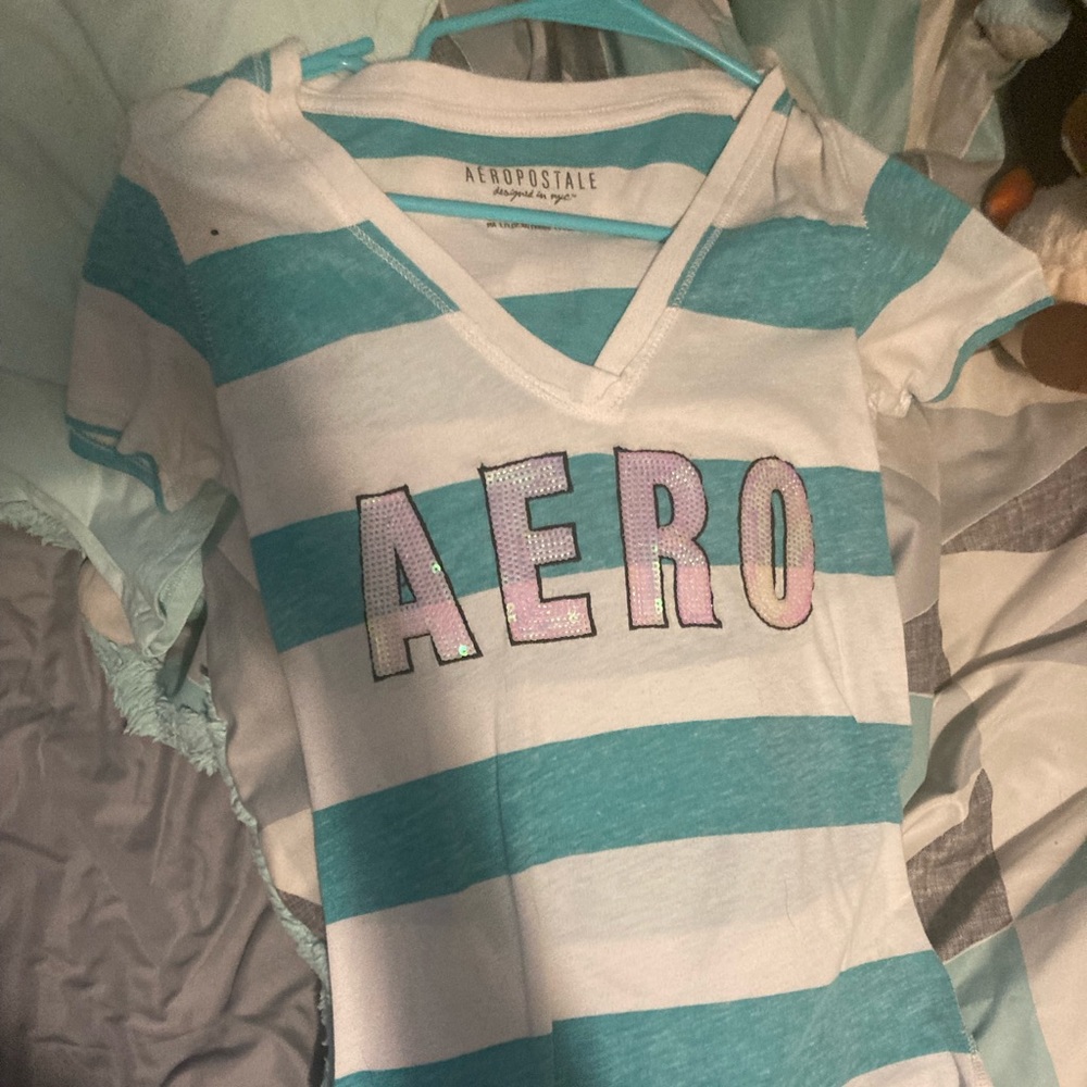 Aeropostale, size xs, teal and white
